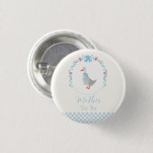 Blau werdende Mutter Gingham Alberner Gans Baby-Pa Button (Vorne & Hinten)