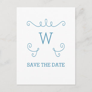 Blau Whimsical Save the Date Postcard Geblüht Ankündigungspostkarte