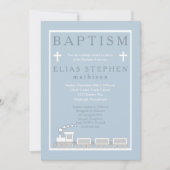 Blau | White Choo Choo Train Boy Taufen Einladung (Vorderseite)