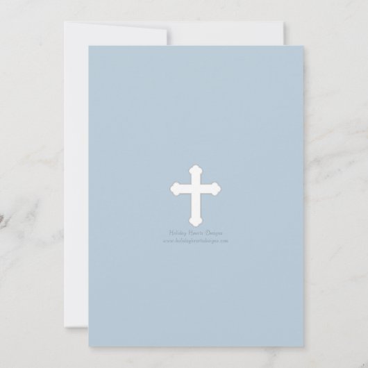 Blau | White Choo Choo Train Boy Taufen Einladung (Rückseite)