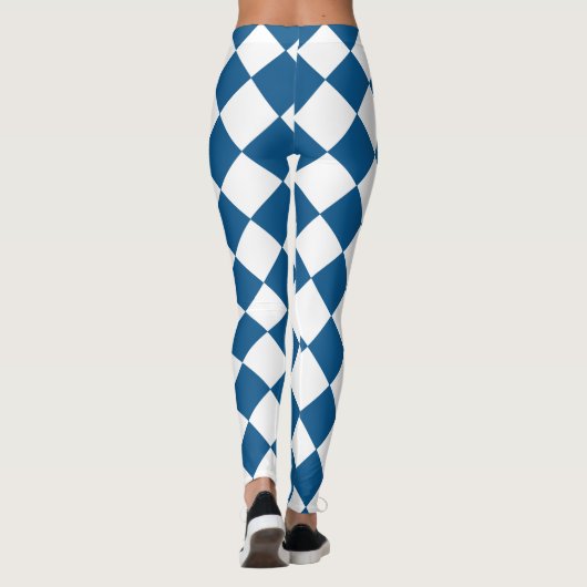 Blau | White Classic Diamond Harlequins Pattern Leggings (Rückseite)