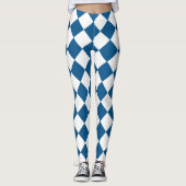 Blau | White Classic Diamond Harlequins Pattern Leggings (Vorderseite)