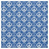 Blau| White Peace Sign and Konturen Pattern Stoff (Muster)