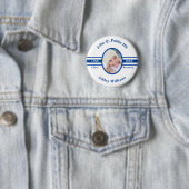 Blau | White School Class Wiedersehen Foto Name Button (Beispiel)