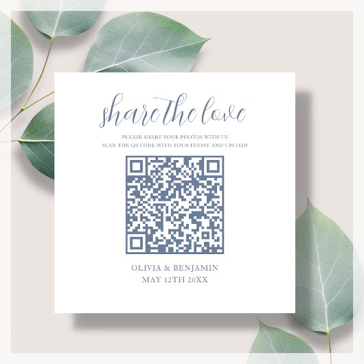 Blau | White Share - Liebe QR-Code Begleitkarte