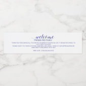 Blau Willkommen bei unseren Hochzeitsgästen außerh Wasserflaschenetikett (Einzelnes Label)