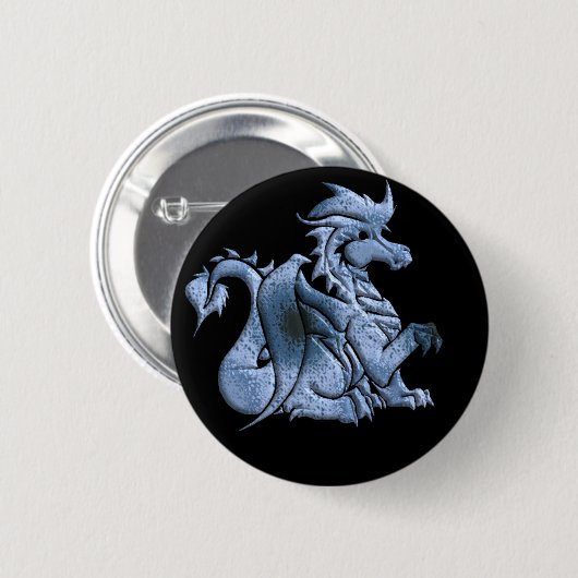Blau Winged Drache-Knopf Button (Vorne & Hinten)