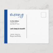 Blau Wir bewegen Dackel Hund in Box Postcard Postkarte (Rückseite)