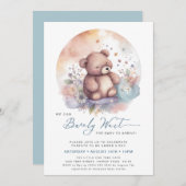 Blau wir frühzeitig abwarten Baby Baby Dusche Einladung (Vorne/Hinten)