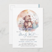 Blau wir frühzeitig abwarten Baby Baby Dusche Einladungspostkarte (Vorne/Hinten)