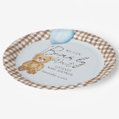 Blau wir frühzeitig abwarten Baby Dusche Pappteller (Schrägansicht)