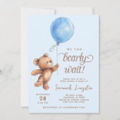 Blau wir können frühzeitig abwarten Baby Dusche Einladung (Vorderseite)