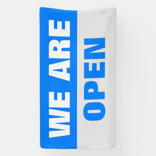 Blau wir öffnen Vorlage Business-Banner-Zeichen Banner (Vertikal)