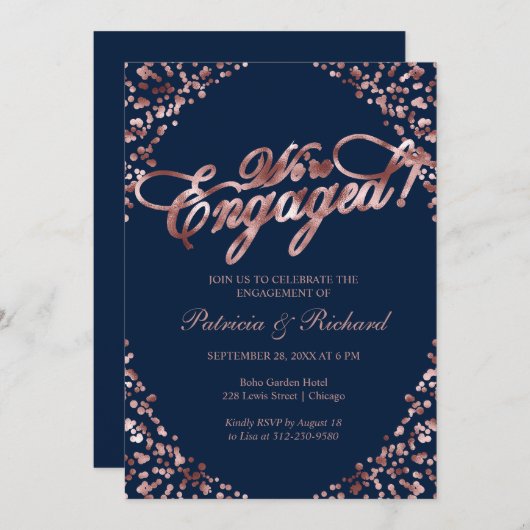 Blau Wir sind eine Verlobte Einladung zu einer Bew (Vorne/Hinten)