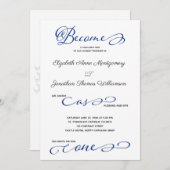 Blau wird zu einer Hochzeitsfeier an einem Strand Einladung (Vorne/Hinten)