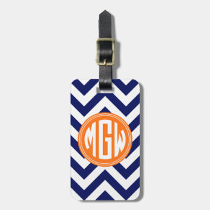 Blau Wt LG Chevron Orange Kreis Monogramm DIY BG Gepäckanhänger