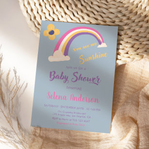 Blau "You are My Sunshine" Regenbogen Baby Dusche Einladung
