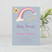 Blau "You are My Sunshine" Regenbogen Baby Dusche Einladung (Stehend Vorderseite)