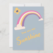 Blau "You are My Sunshine" Regenbogen Baby Dusche Einladung (Rückseite)
