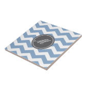 Blau Zickzack mit Monogram Tiles Fliese (Seite)
