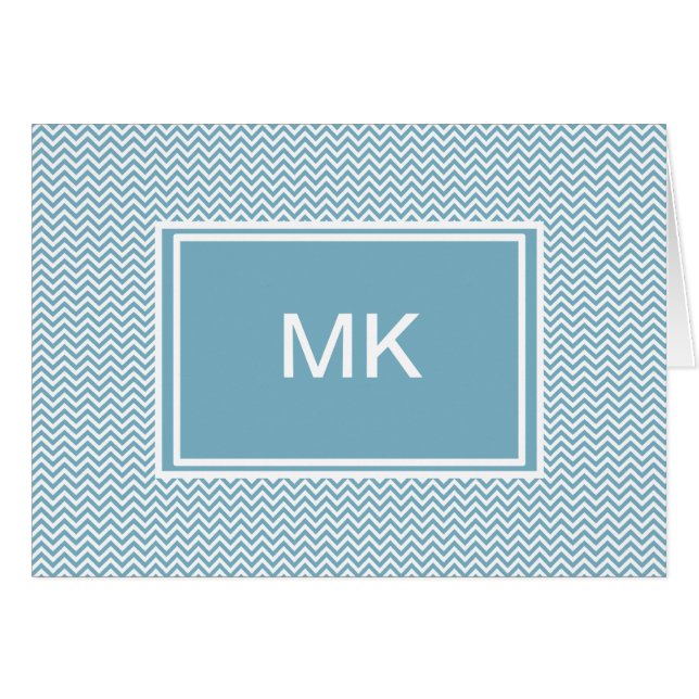 Blau Zickzack mit Monogramm (Vorderseite (Horizontal))