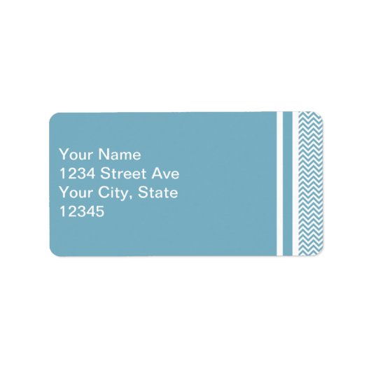 Blau Zickzack mit Monogramm Adressaufkleber (Vorne)