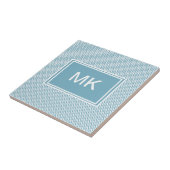 Blau Zickzack mit Monogramm Fliese (Seite)