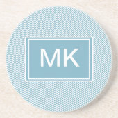 Blau Zickzack mit Monogramm Getränkeuntersetzer (Vorne)