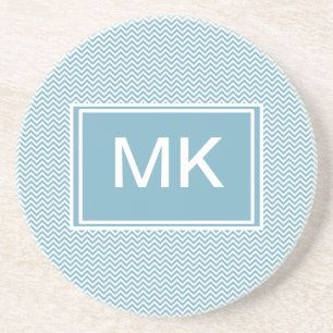 Blau Zickzack mit Monogramm Getränkeuntersetzer