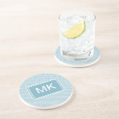 Blau Zickzack mit Monogramm Getränkeuntersetzer (Seite)