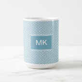 Blau Zickzack mit Monogramm Kaffeetasse (Mittel)