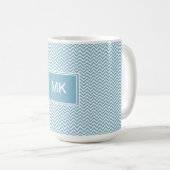 Blau Zickzack mit Monogramm Kaffeetasse (VorderseiteRechts)
