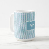 Blau Zickzack mit Monogramm Kaffeetasse (Vorderseite Links)