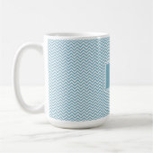 Blau Zickzack mit Monogramm Kaffeetasse (Links)