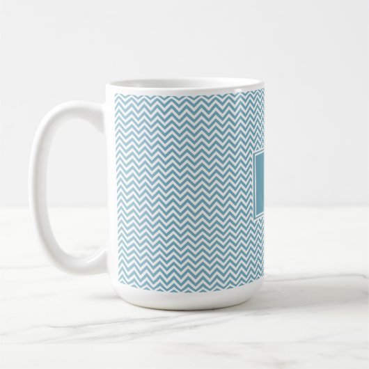 Blau Zickzack mit Monogramm Kaffeetasse (Links)