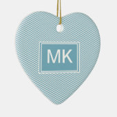 Blau Zickzack mit Monogramm Keramik Ornament (Rechts)