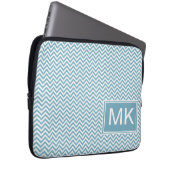 Blau Zickzack mit Monogramm Laptopschutzhülle (Vorne Rechts)