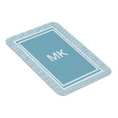 Blau Zickzack mit Monogramm Magnet (Rechte Seite)