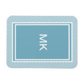 Blau Zickzack mit Monogramm Magnet (Horizontal)