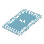 Blau Zickzack mit Monogramm Magnet (Linke Seite)