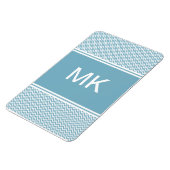 Blau Zickzack mit Monogramm Magnet (Linke Seite)