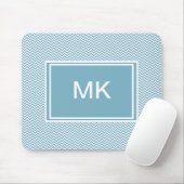 Blau Zickzack mit Monogramm Mousepad (Mit Mouse)