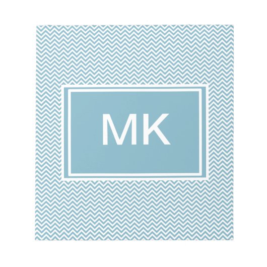 Blau Zickzack mit Monogramm Notizblock (Vorderseite)