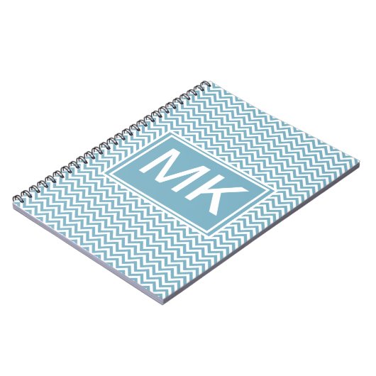 Blau Zickzack mit Monogramm Notizblock (Linke Seite)