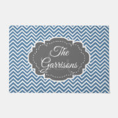 Blau Zickzack Personalisiert Doormat Fußmatte (Vorderseite)