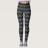 Blau Zig Zag mit schwarzem Streifen...RA Leggings (Vorderseite)