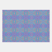 Blau, Zitronengrün, Lila, Orangefarbenes Muster Geschenkpapier Set (Vorderseite 3)