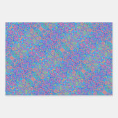 Blau, Zitronengrün, Lila, Orangefarbenes Muster Geschenkpapier Set (Vorderseite)