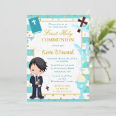 Blauafrikanischer Junge Erste Heilige Kommune Einladung (Stehend Vorderseite)
