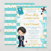 Blauafrikanischer Junge Erste Heilige Kommune Einladung (Vorne/Hinten)